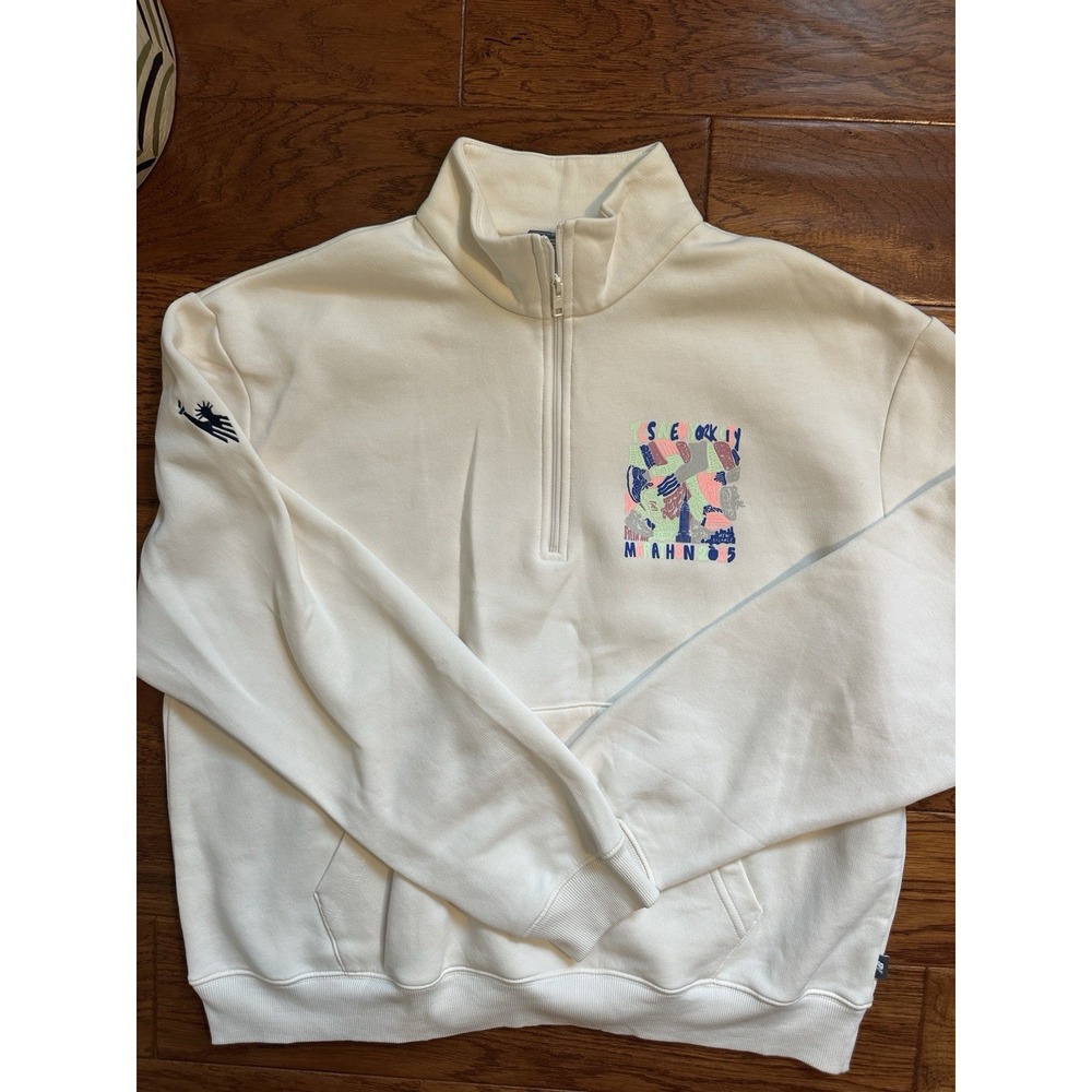 New Balance Womens L NYC Marathon 2025 TCS 1/4 Zip Sweatshirt Cream White
